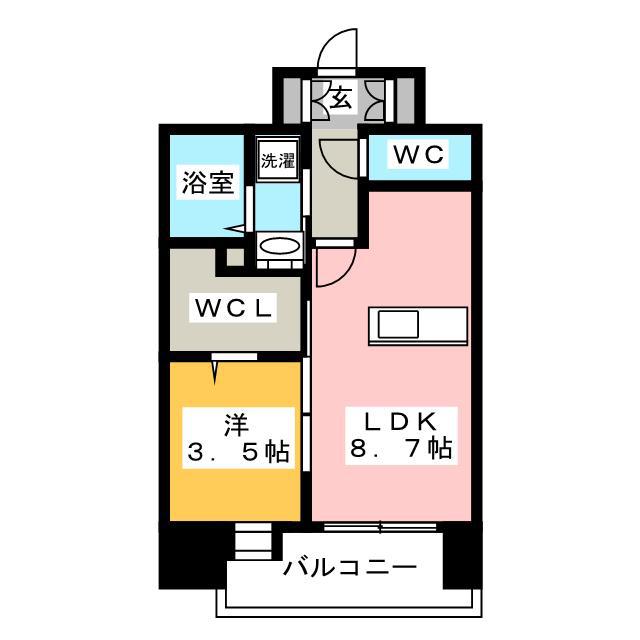 エンクレスト博多MATE(1LDK/14階)の間取り写真