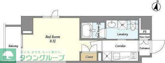 オーパスホームズ桜新町(1K/4階)の間取り写真