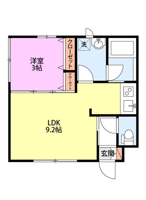 LOHAS西湊町(1LDK/2階)の間取り写真
