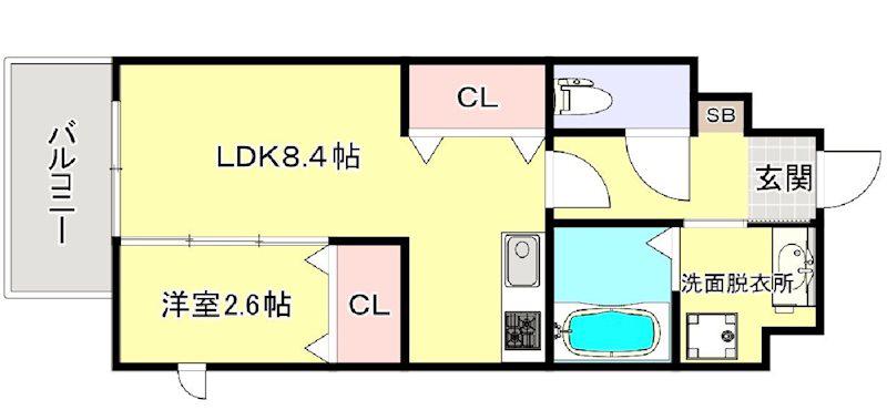 LIFE FIELD東那珂(1LDK/3階)の間取り写真
