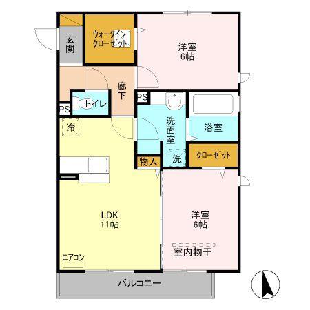パーチェ(2LDK/1階)の間取り写真