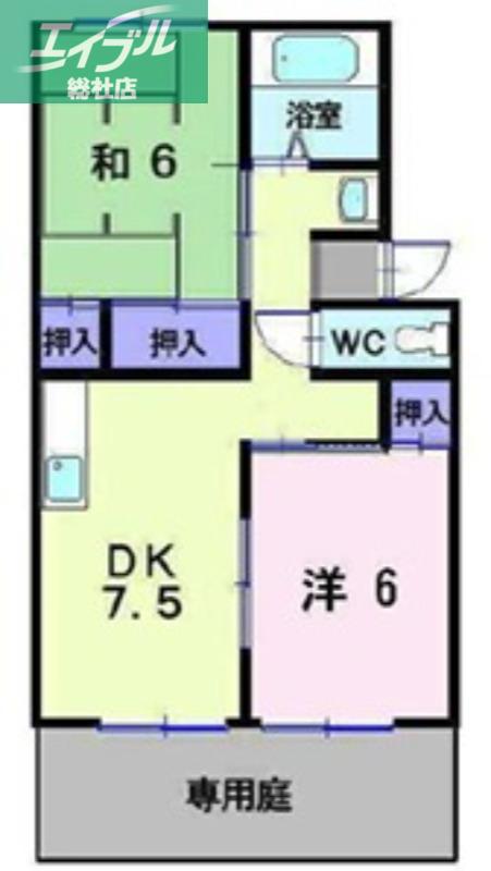メゾンドレスカールB棟(2DK/1階)の間取り写真