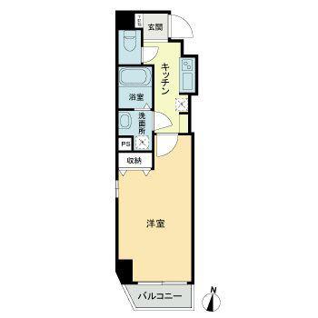都営新宿線 菊川駅(東京) 徒歩4分 10階建 築8年(1K/7階)の間取り写真