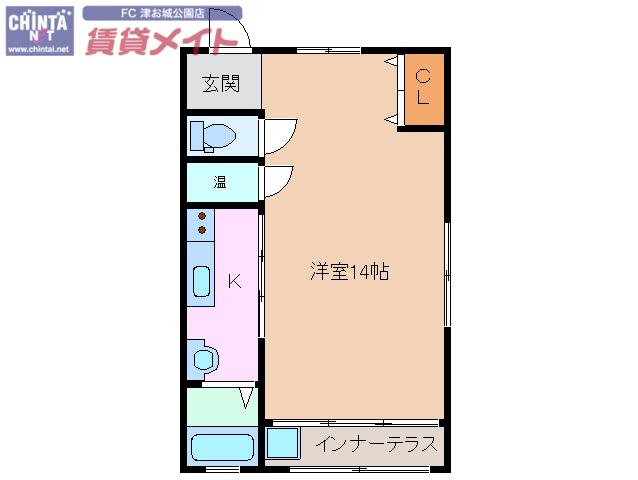 ワンルーム幸II(ワンルーム/2階)の間取り写真