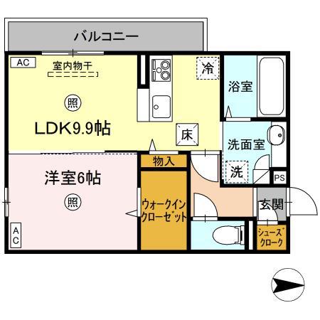 D-ROOM春日C(1LDK/1階)の間取り写真