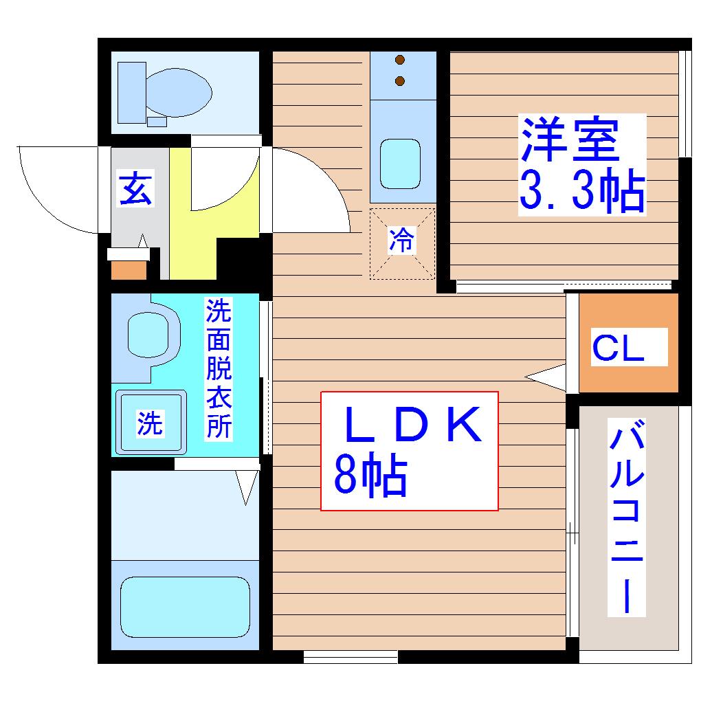 REGALEST ノース宮城野原(1LDK/3階)の間取り写真