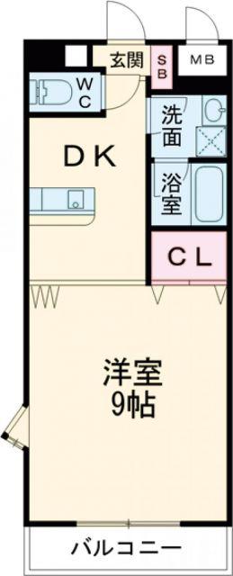 スカイヴィラ日根野(1DK/6階)の間取り写真