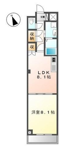 コーポ天神(1LDK/3階)の間取り写真