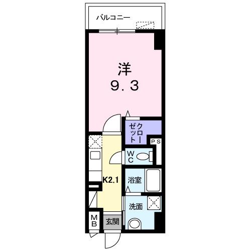 アメニティ万代(1K/5階)の間取り写真