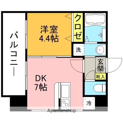 ローズモントフレア六本松駅前(1DK/9階)の間取り写真