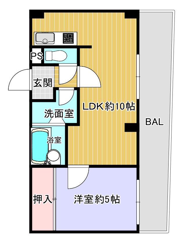 前野ビル(1LDK/3階)の間取り写真