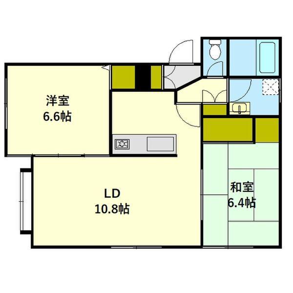 JR函館本線 小樽駅 徒歩11分 2階建 築20年(2LDK/1階)の間取り写真