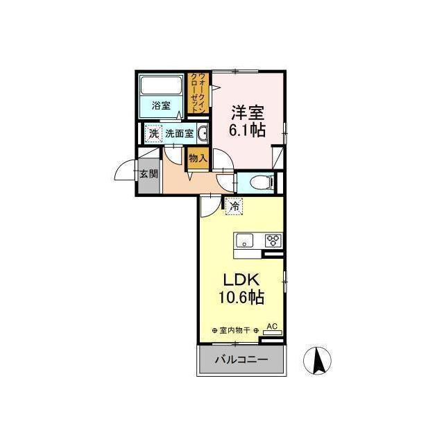 D-ROOM クレール(1LDK/3階)の間取り写真