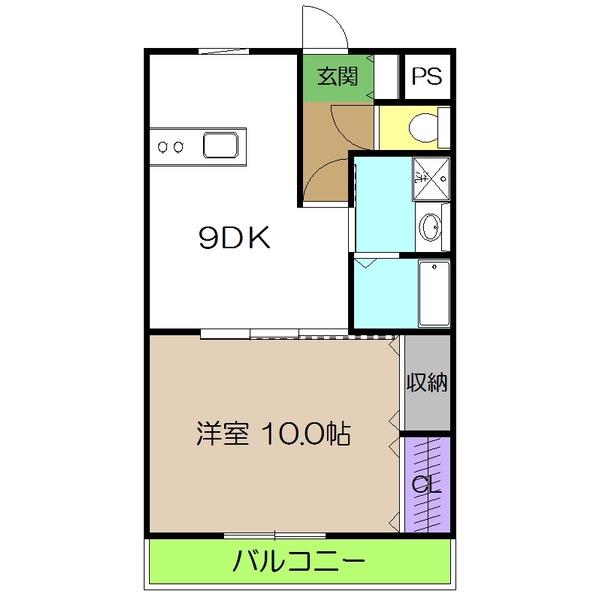 クレドール南川添(1DK/1階)の間取り写真