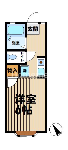 ピュアハイツII(1K/2階)の間取り写真