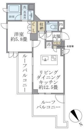 コスモリード恵比寿(1LDK/4階)の間取り写真