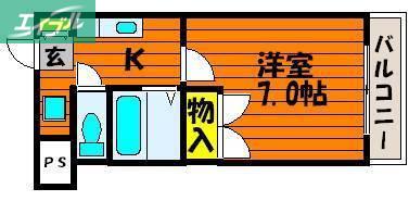 サンハイツ学南I(1K/2階)の間取り写真