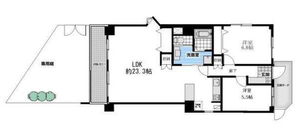 府中ビレジ(2LDK/1階)の間取り写真