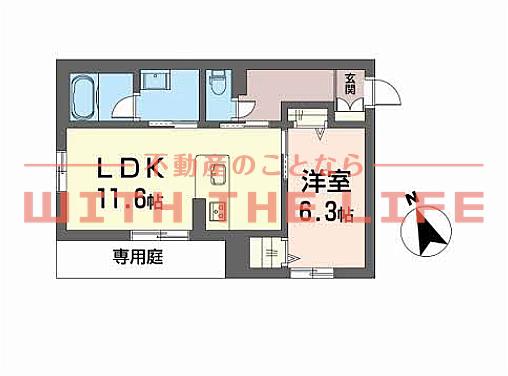 シャーメゾングレイス(1LDK/1階)の間取り写真
