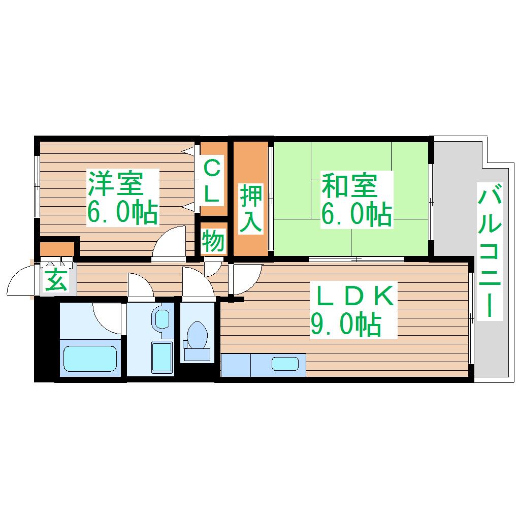 ボヌール荒井III(2LDK/3階)の間取り写真