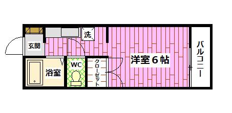 ヴァンセーヌ今村B棟(1K/2階)の間取り写真