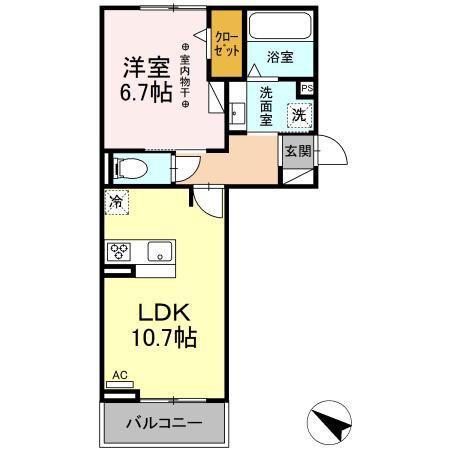 エクスプライエ(1LDK/2階)の間取り写真