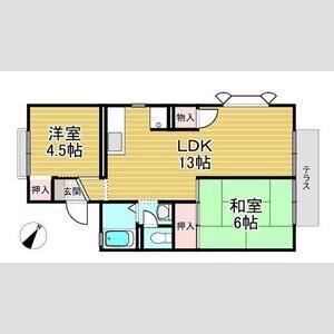 ドミール荻野(2LDK/1階)の間取り写真