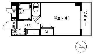 ガーデンパレス西新 30(1K/2階)の間取り写真