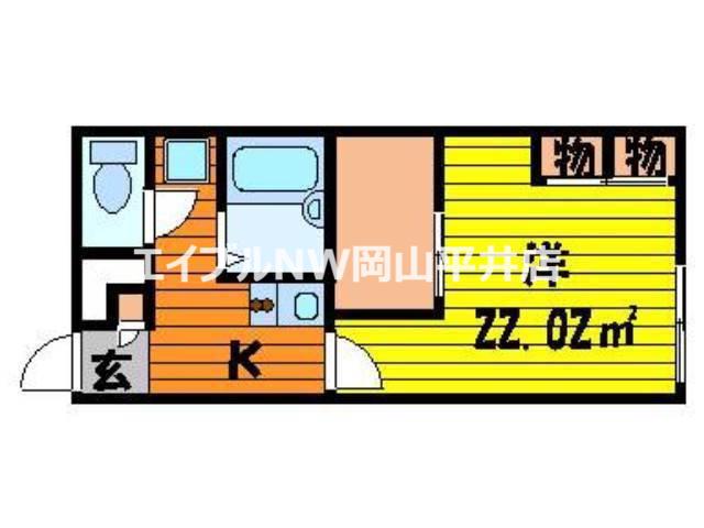 レオパレスアークハイツII(1K/1階)の間取り写真