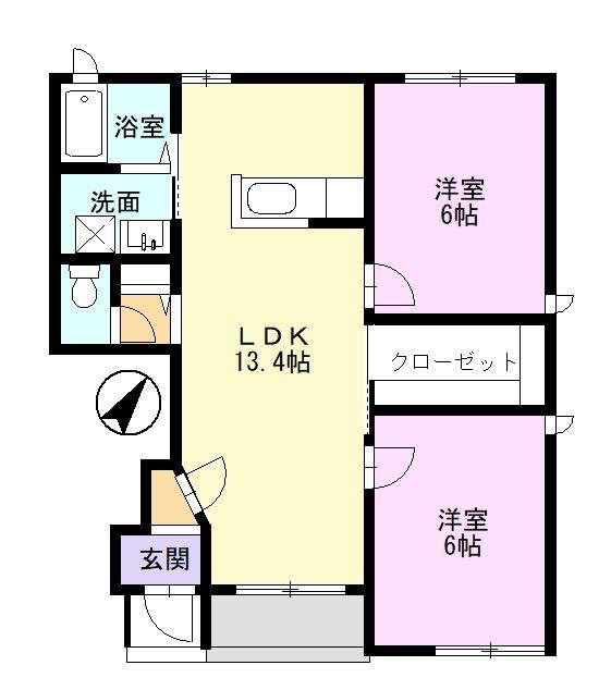 ベルガーデン昭和町I(2SLDK/1階)の間取り写真