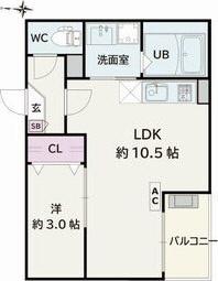 JACK HIGASHIAJIMAI(1LDK/3階)の間取り写真
