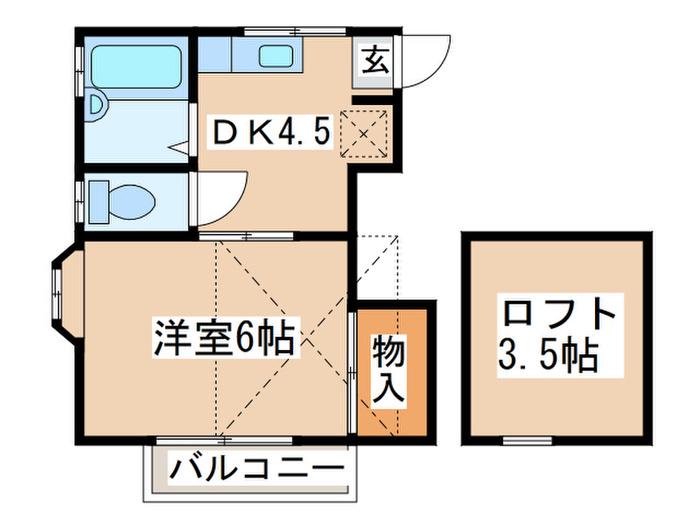 うえはうす(1DK/2階)の間取り写真