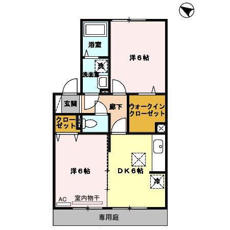 グランドソレイユ(2DK/1階)の間取り写真
