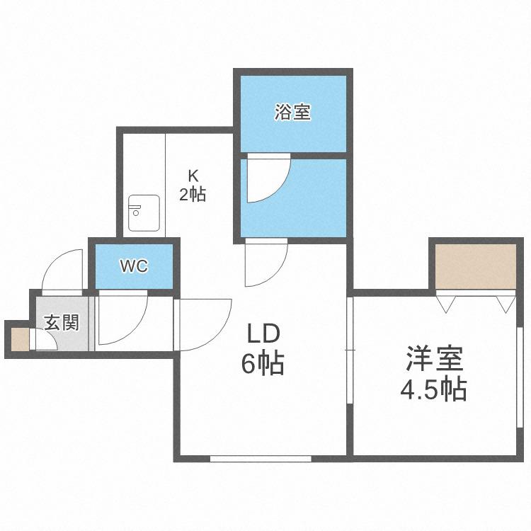 Kコート北19条(1LDK/3階)の間取り写真