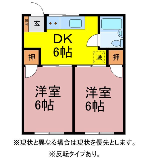 アーバンハイツ(2DK/1階)の間取り写真