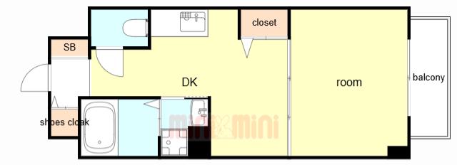 MV.IMP大阪塚本(1DK/1階)の間取り写真