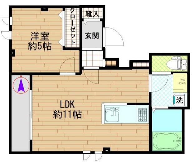 アデレード(1LDK/4階)の間取り写真
