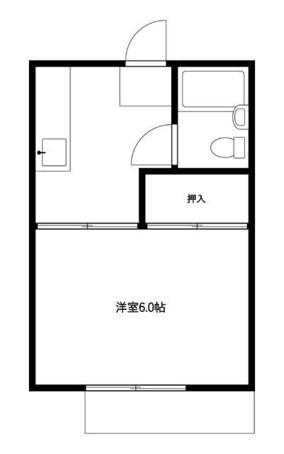 ホワイトコートカヤ(1K/1階)の間取り写真