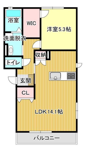 STELLA(1LDK/2階)の間取り写真