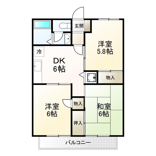 エスポワール A・B(3DK/1階)の間取り写真