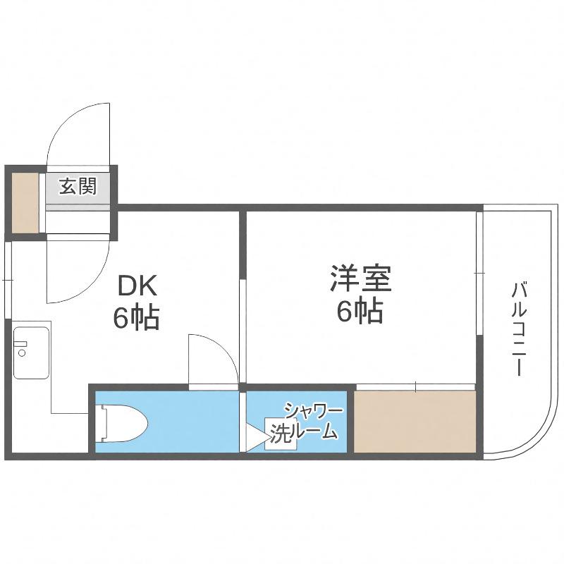 コーポラス安原(1DK/4階)の間取り写真