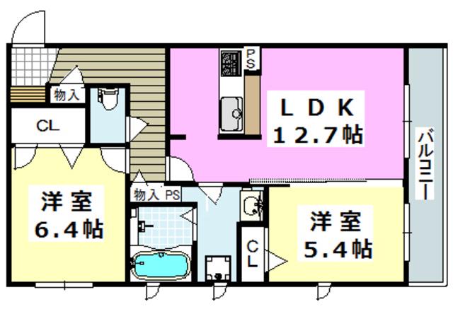 アルビレオ春日A棟(2LDK/3階)の間取り写真