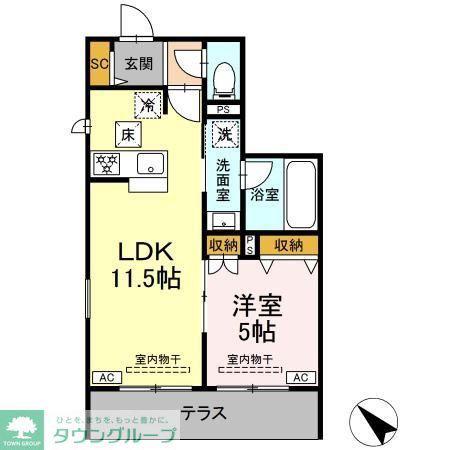 亀井野246メゾン(1LDK/1階)の間取り写真