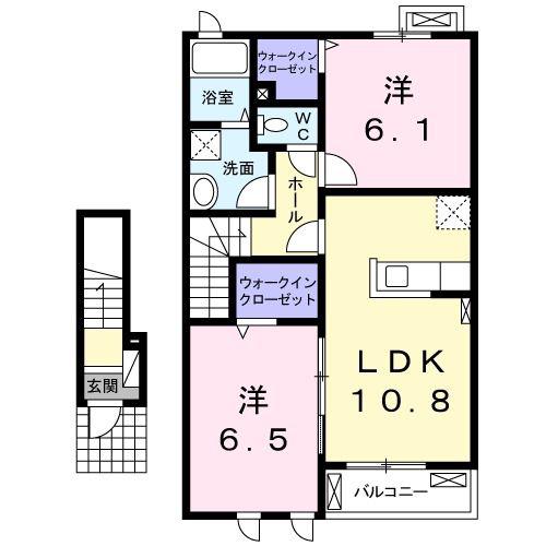 アリエッタ柏(2LDK/2階)の間取り写真