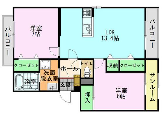 サンクレメンテ(2LDK/1階)の間取り写真