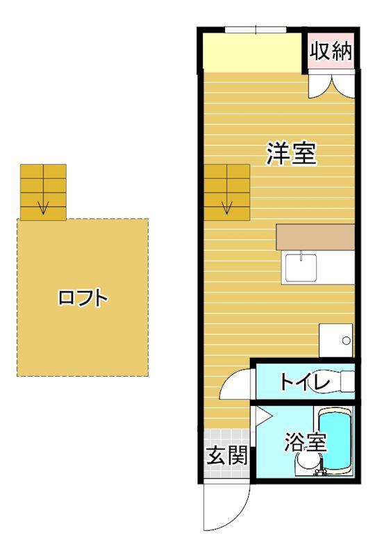 タウンハイツ(ワンルーム/1階)の間取り写真
