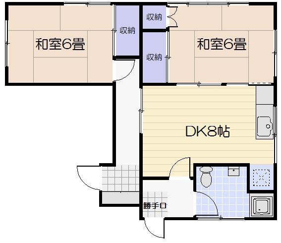 是利アパート(2DK/1階)の間取り写真