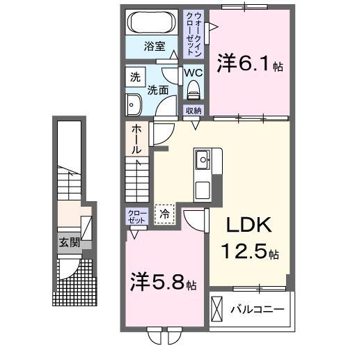 メゾン・ド・シエル(2LDK/2階)の間取り写真