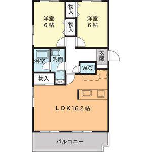 VIP-IN太平洋サウスヒルズ(2LDK/1階)の間取り写真