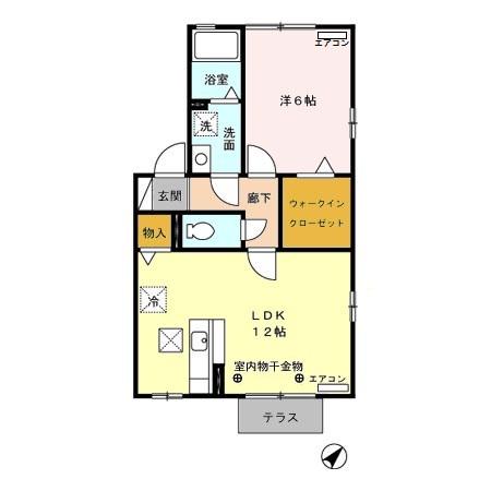 リビングタウン愛野南 C(1LDK/1階)の間取り写真